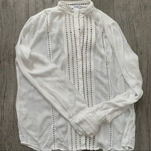 Reiss Cream Lattice Blouse